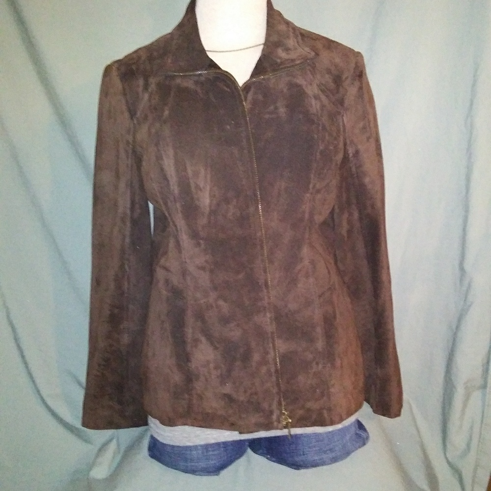 Preston & York Leather Jacket. Brown. Size Medium.